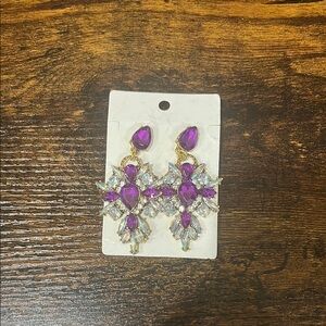 Vintage-Inspired Purple and Silver Chandelier Earrings